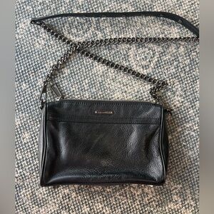 Rebecca Minkoff MAC Black Leather Chain Crossbody Shoulder Bag boho gunmetal